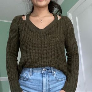 Green cutout sweater